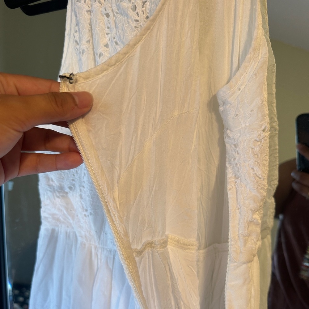 Anthropologie Maeve Tiered Eyelet White Midi Dress - Picture 8 of 11